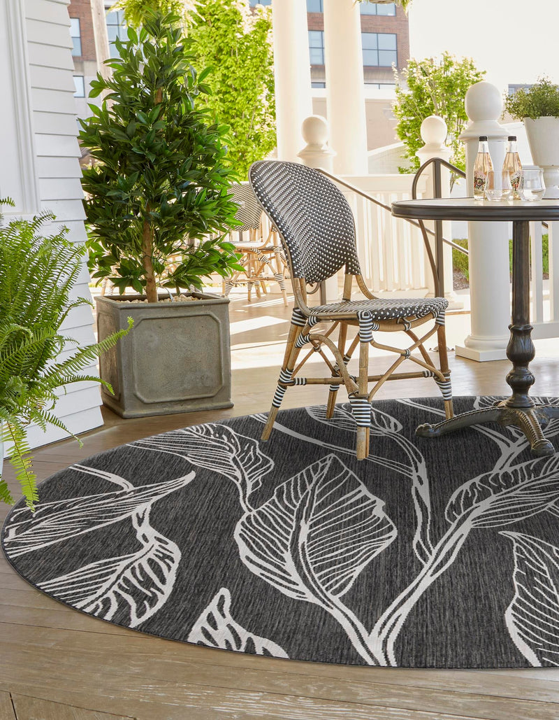Garden Terrace Escape Collection Area Rug - Evergreen (Ivory Charcoal) Round Ivory Charcoal lifestyle 2