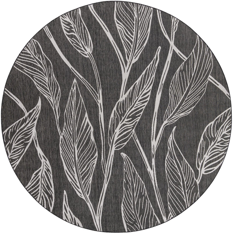 Garden Terrace Escape Collection Area Rug - Evergreen (Ivory Charcoal) Round Ivory Charcoal lifestyle 9