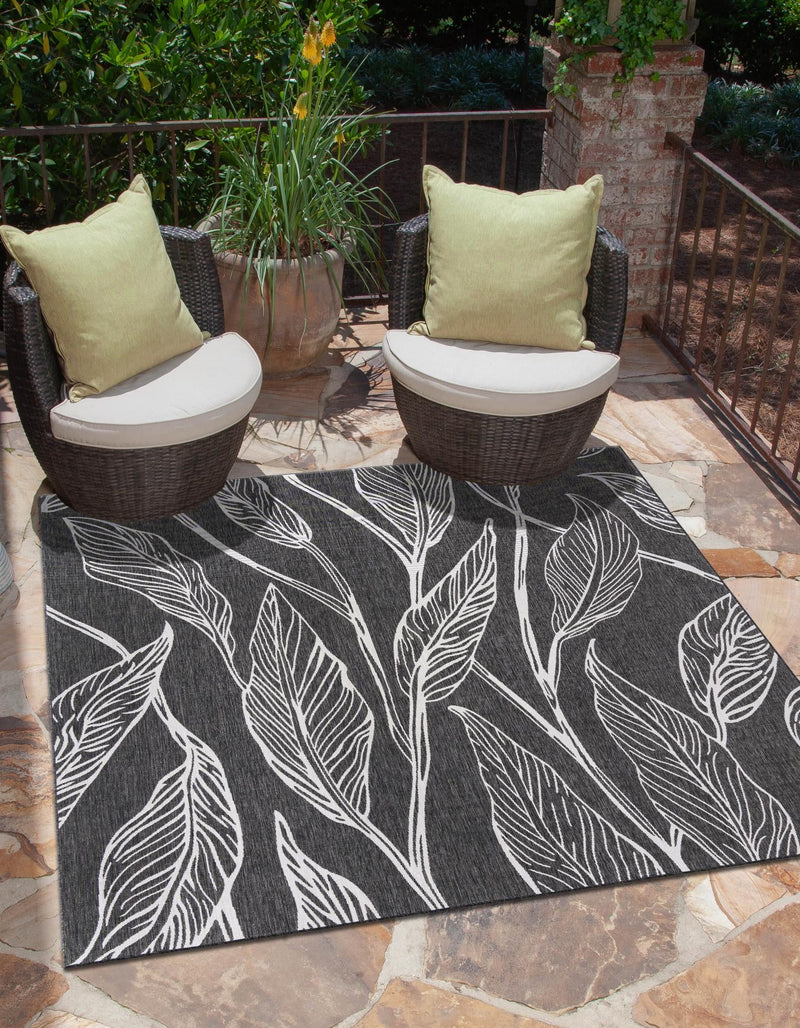 Garden Terrace Escape Collection Area Rug - Evergreen (Ivory Charcoal) Square Ivory Charcoal lifestyle 0