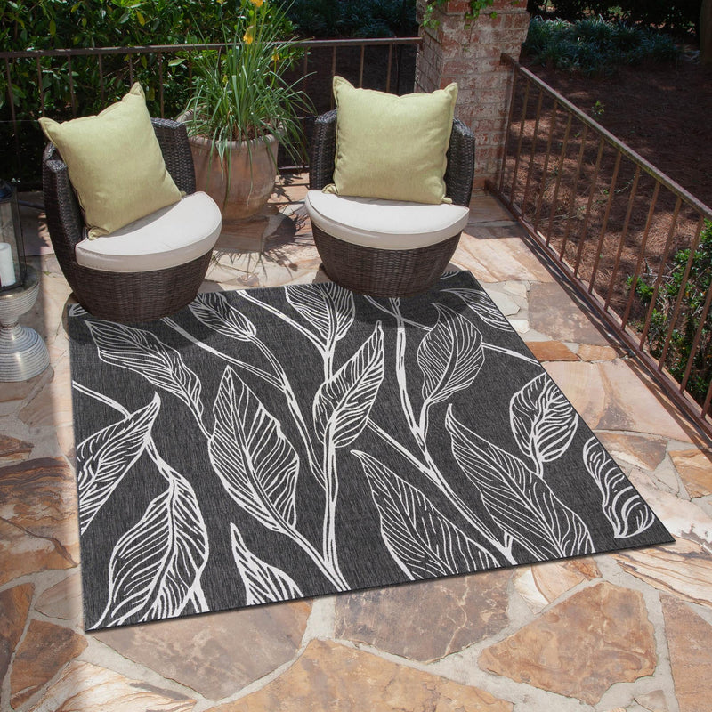 Garden Terrace Escape Collection Area Rug - Evergreen (Ivory Charcoal) Square Ivory Charcoal lifestyle 13