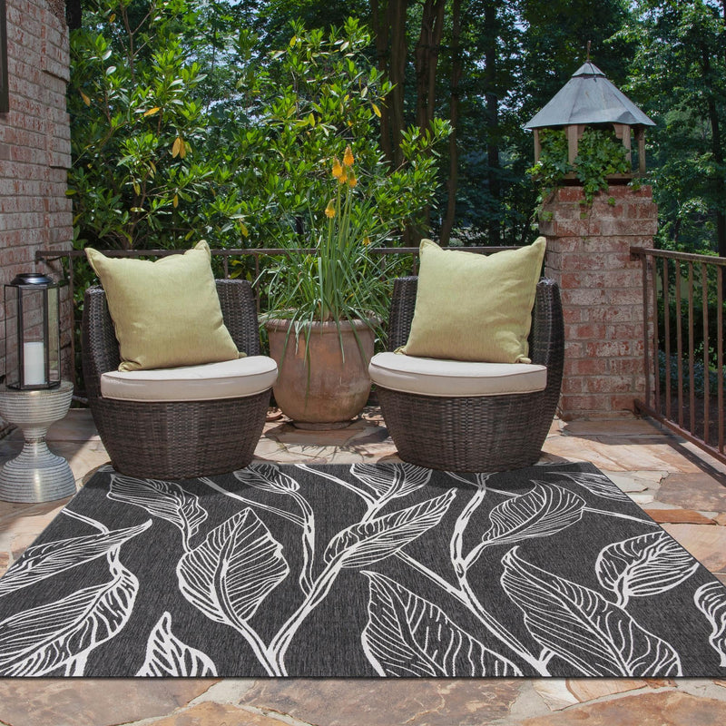 Garden Terrace Escape Collection Area Rug - Evergreen (Ivory Charcoal) Square Ivory Charcoal lifestyle 14