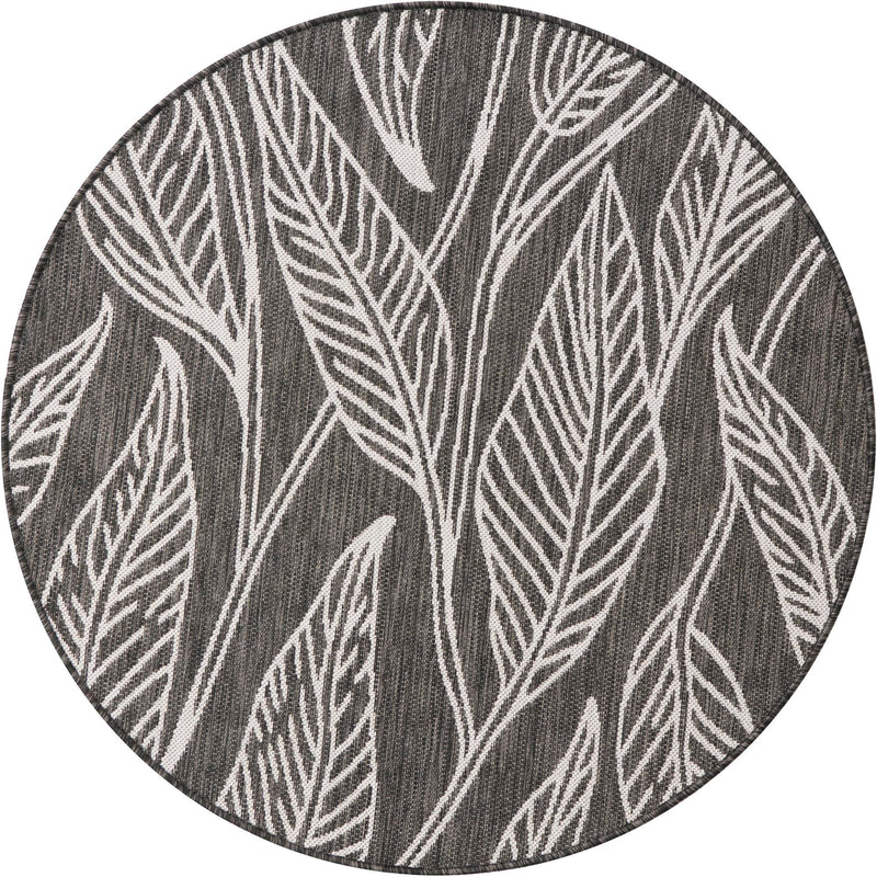 Garden Terrace Escape Collection Area Rug - Evergreen (Ivory Charcoal) Round Ivory Charcoal Main