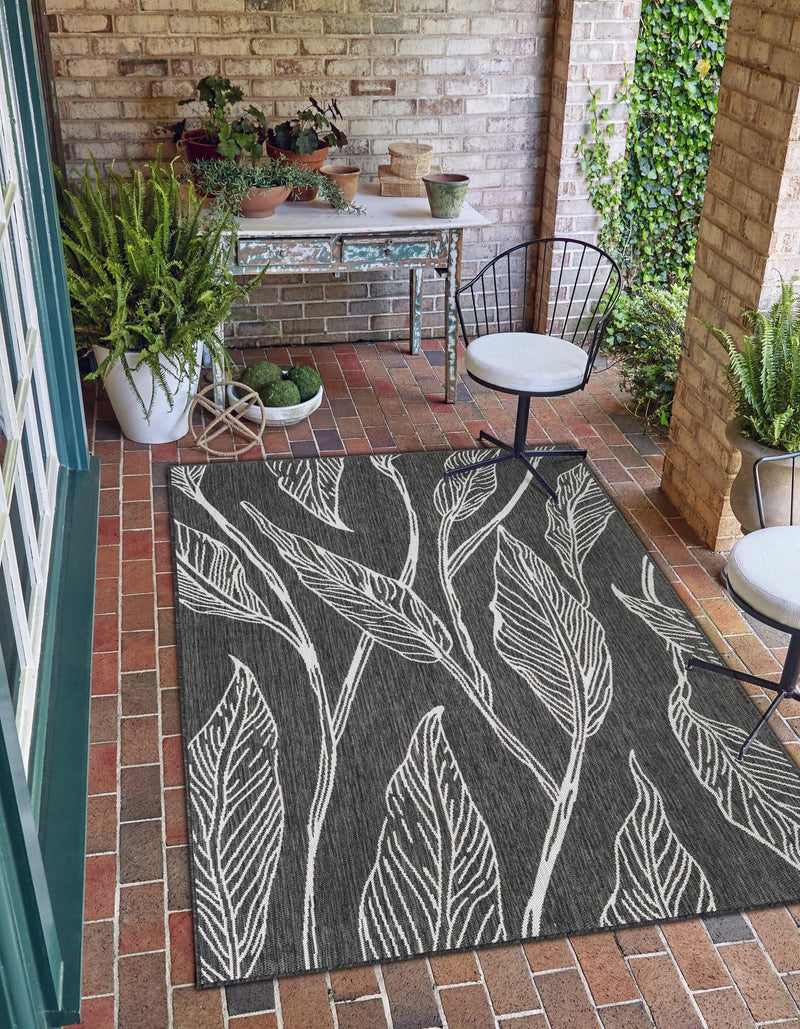 Garden Terrace Escape Collection Area Rug - Evergreen (Ivory Charcoal) Rectangle Ivory Charcoal lifestyle 0