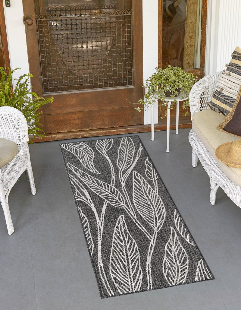 Garden Terrace Escape Collection Area Rug - Evergreen (Ivory Charcoal) Runner Ivory Charcoal lifestyle 0