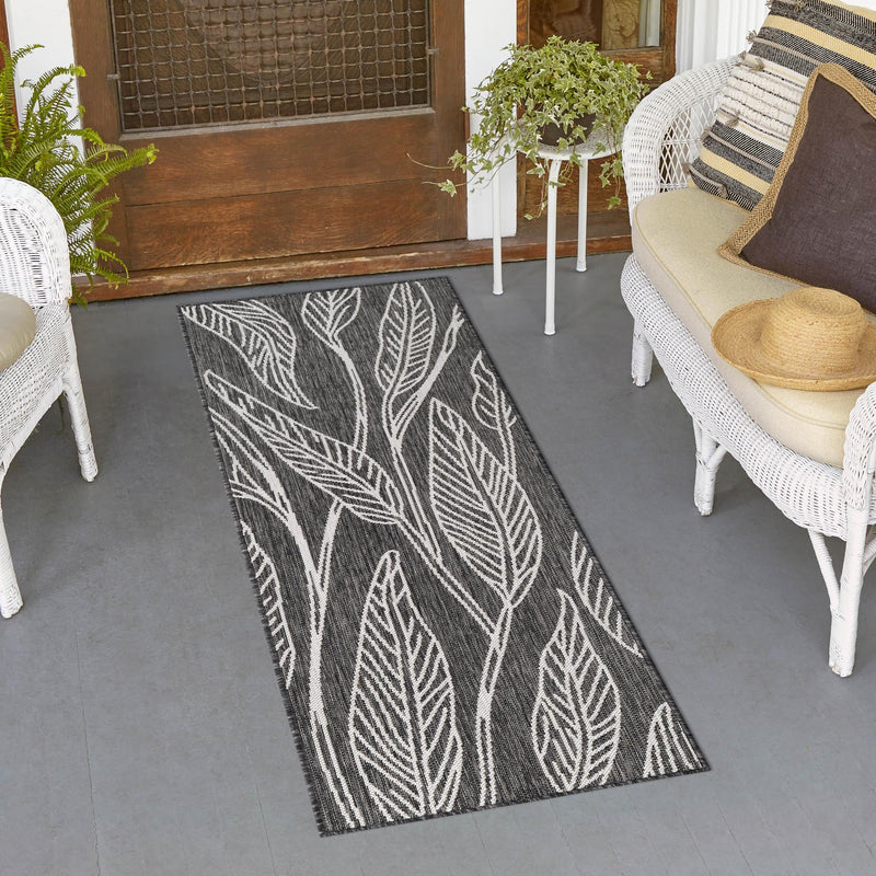 Garden Terrace Escape Collection Area Rug - Evergreen (Ivory Charcoal) Runner Ivory Charcoal lifestyle 13