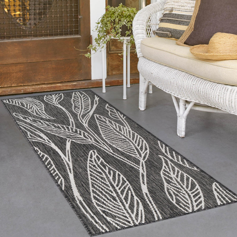Garden Terrace Escape Collection Area Rug - Evergreen (Ivory Charcoal) Runner Ivory Charcoal lifestyle 14