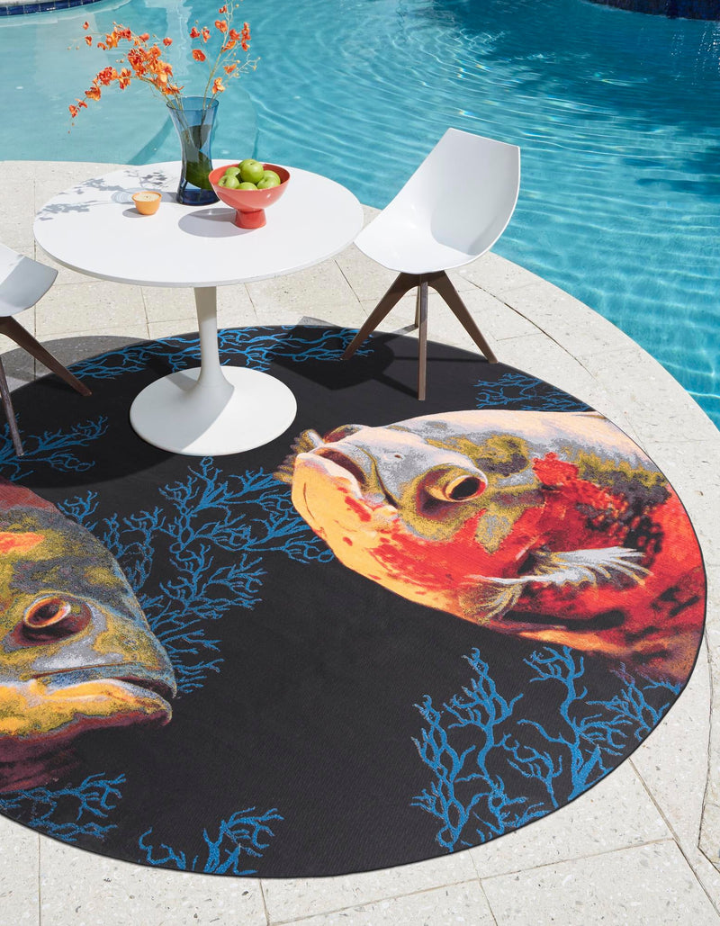 Seaside Haven Rugs Collection Area Rug - Harbor Round Multi lifestyle 21