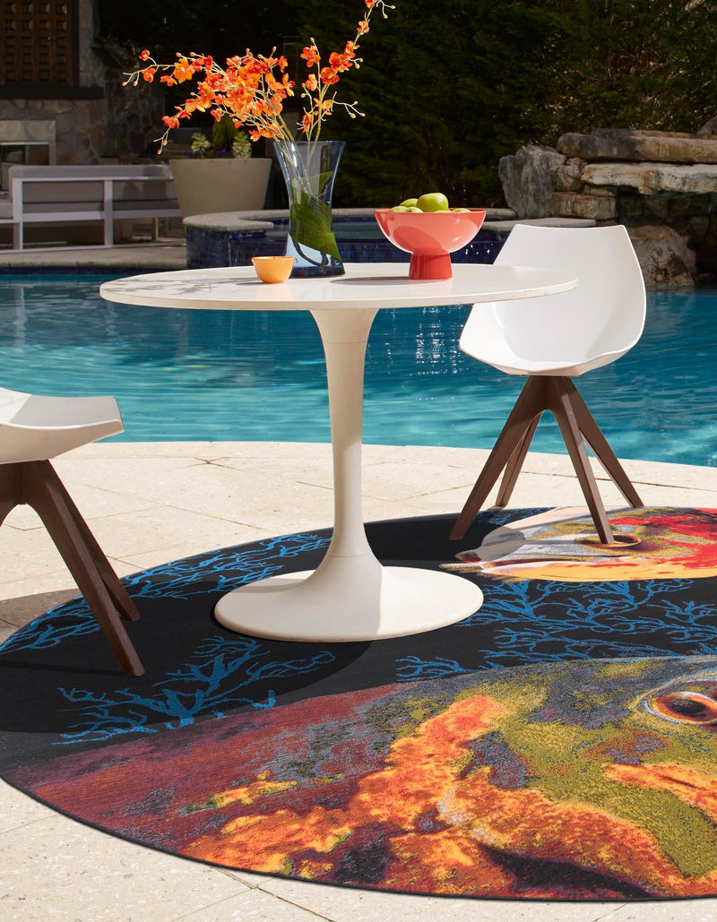 Seaside Haven Rugs Collection Area Rug - Harbor Round Multi lifestyle 24