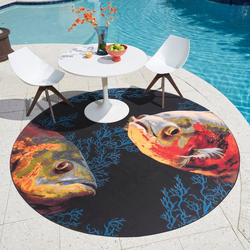 Seaside Haven Rugs Collection Area Rug - Harbor Round Multi lifestyle 57