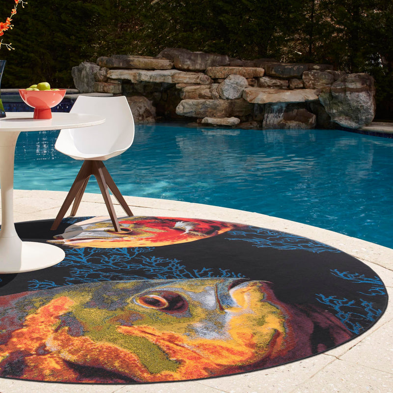Seaside Haven Rugs Collection Area Rug - Harbor Round Multi lifestyle 60