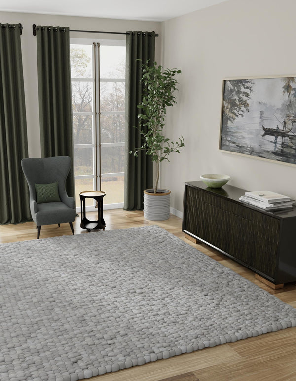 Wool Sphere Alley Collection Area Rug - Sphereville (Gray) Square Gray lifestyle 22