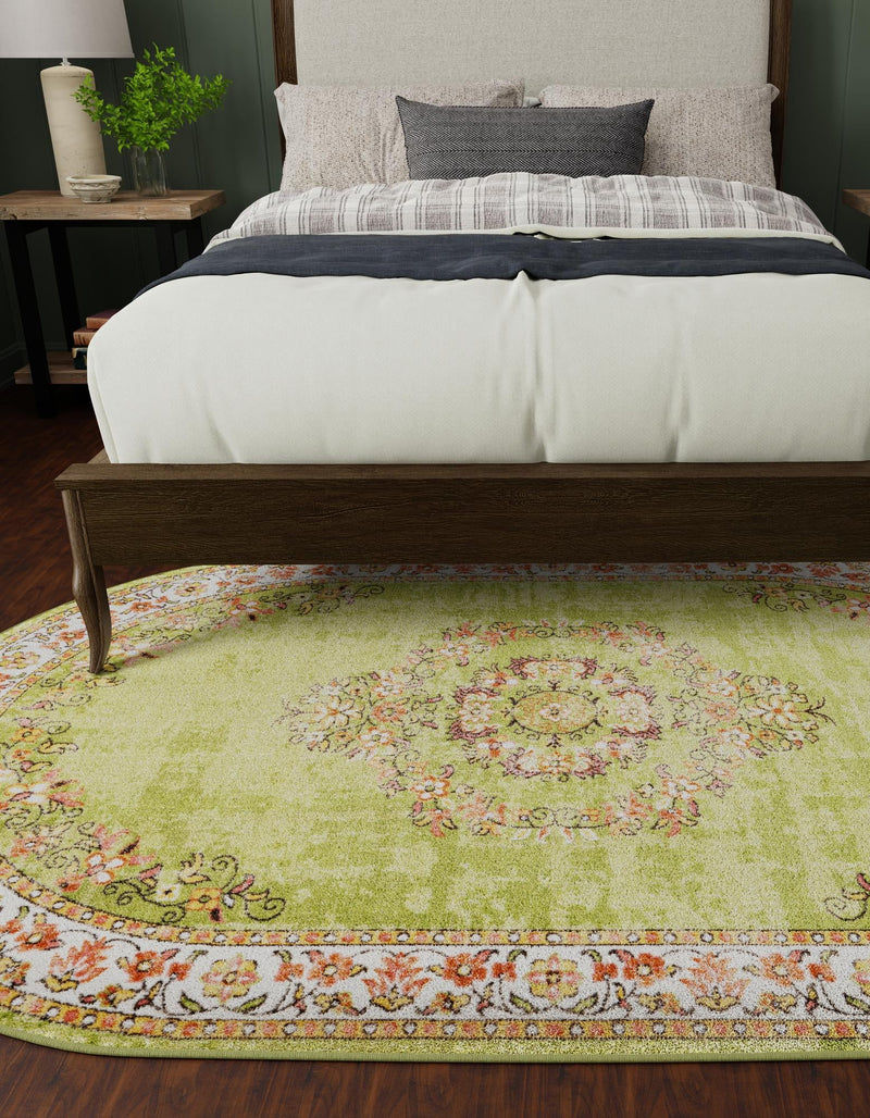 Geneva Terrace Collection Area Rug - Yverdon Oval Green lifestyle 55