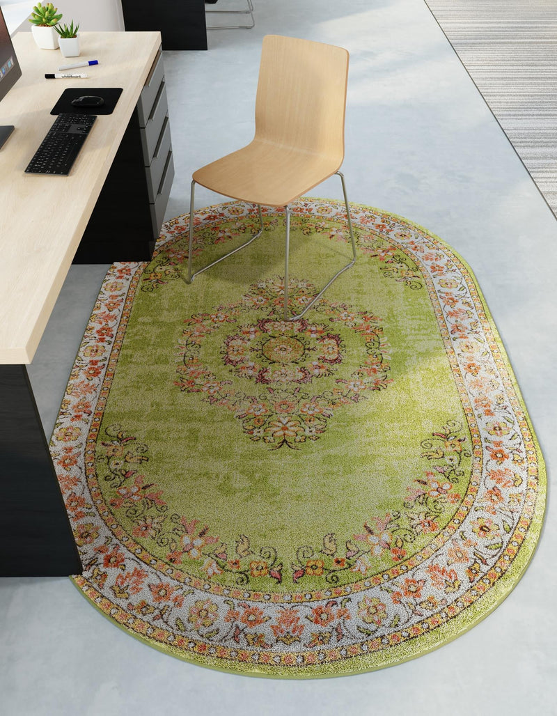 Geneva Terrace Collection Area Rug - Yverdon Oval Green lifestyle 70