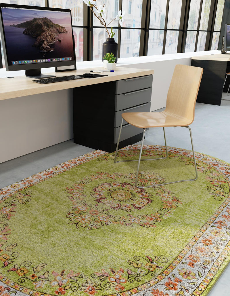 Geneva Terrace Collection Area Rug - Yverdon Oval Green lifestyle 74