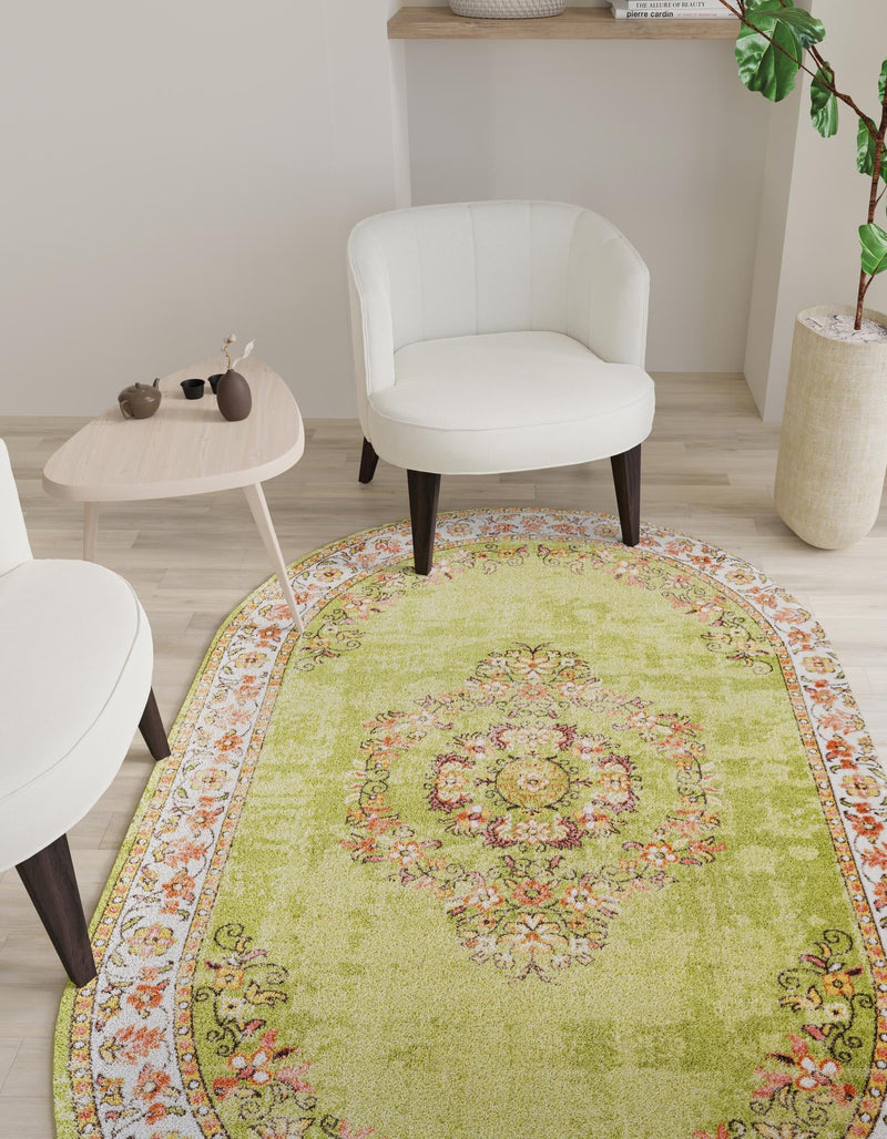 Geneva Terrace Collection Area Rug - Yverdon Oval Green lifestyle 79