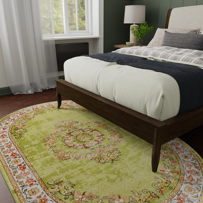 Geneva Terrace Collection Area Rug - Yverdon Oval Green lifestyle 98