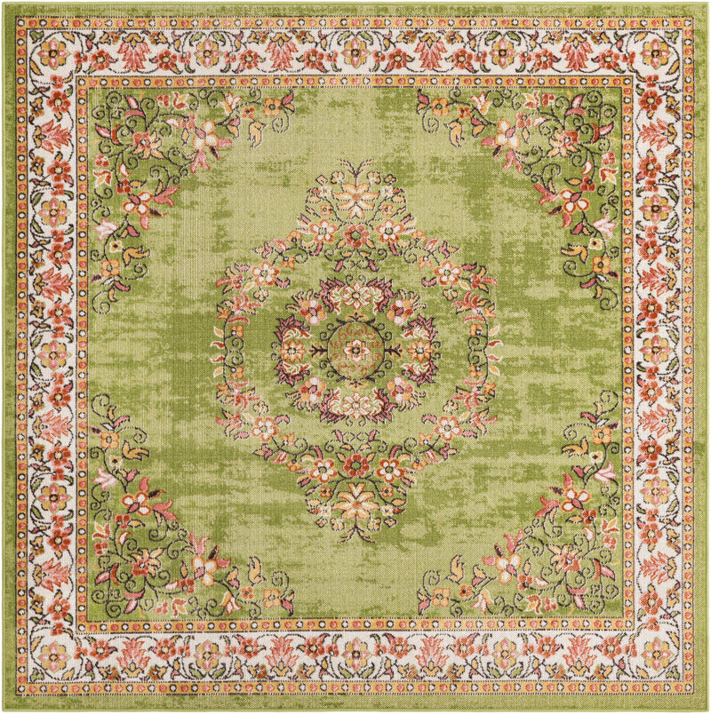 Geneva Terrace Collection Area Rug - Yverdon Square Green lifestyle 30