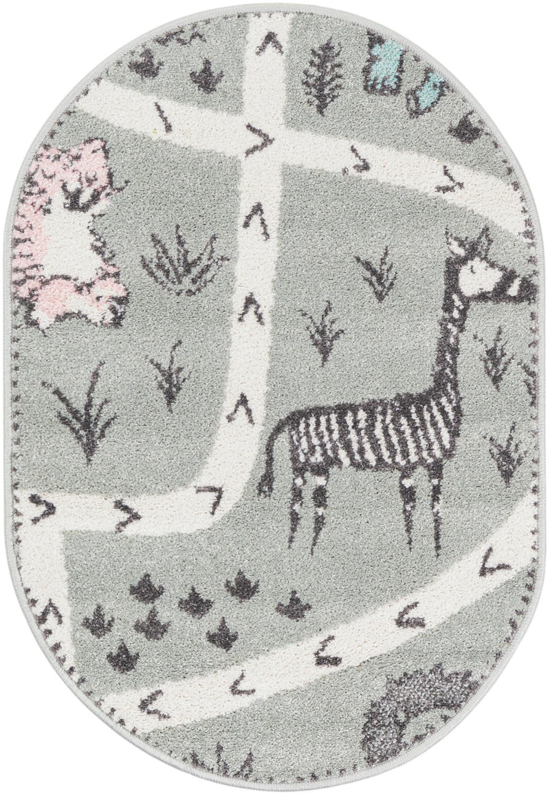 Playful Patterns Collection Area Rug - Enigma Oval Gray lifestyle 18