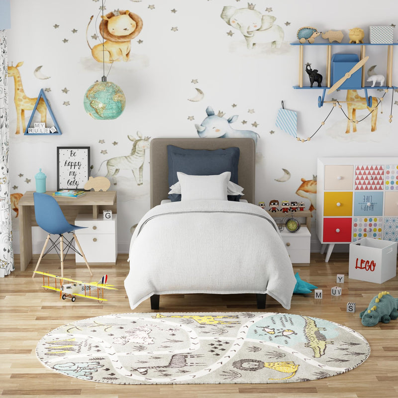 Playful Patterns Collection Area Rug - Enigma Oval Gray lifestyle 80