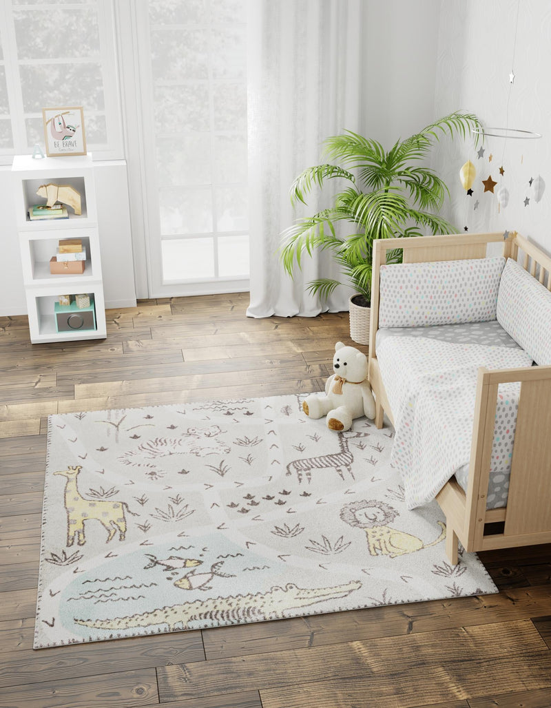 Playful Patterns Collection Area Rug - Enigma Square Gray lifestyle 23