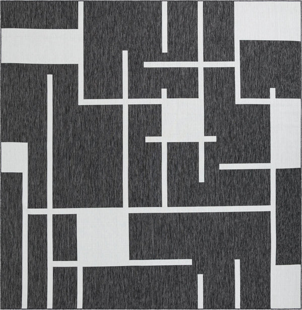 Urban Terrace Collection Area Rug - Parkside Square Black and White Main