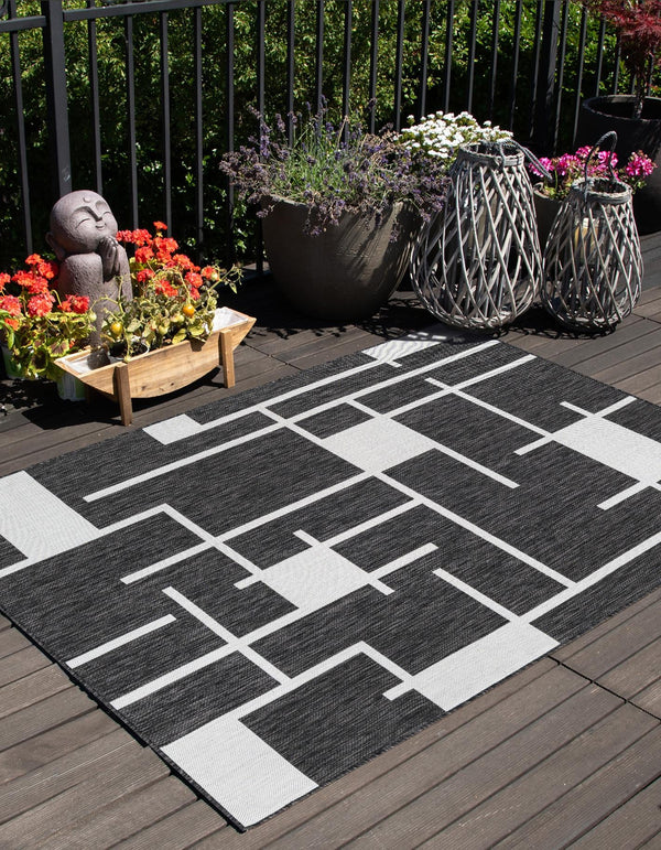 Urban Terrace Collection Area Rug - Parkside Rectangle Black and White lifestyle 0