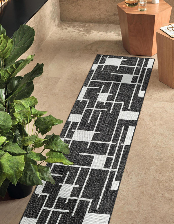 Urban Terrace Collection Area Rug - Parkside Runner Black and White lifestyle 0