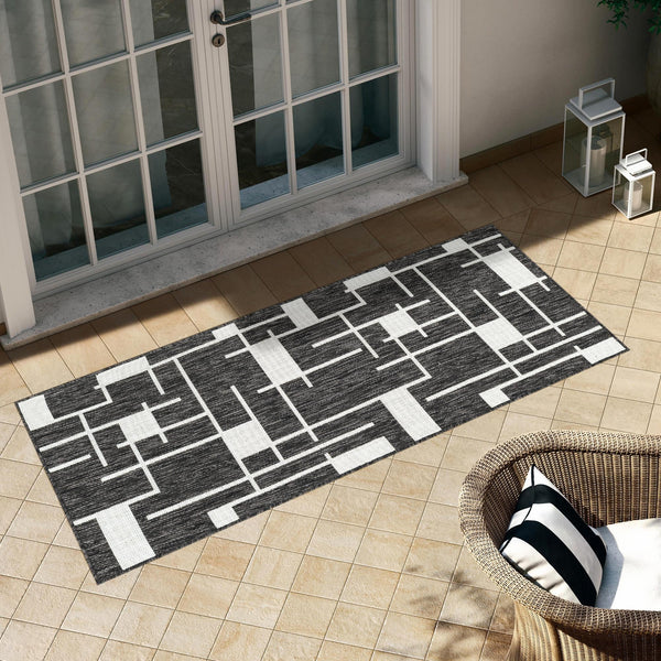 Urban Terrace Collection Area Rug - Parkside Runner Black and White lifestyle 14