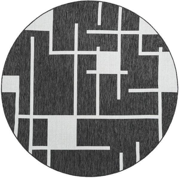 Urban Terrace Collection Area Rug - Parkside Round Black and White Main