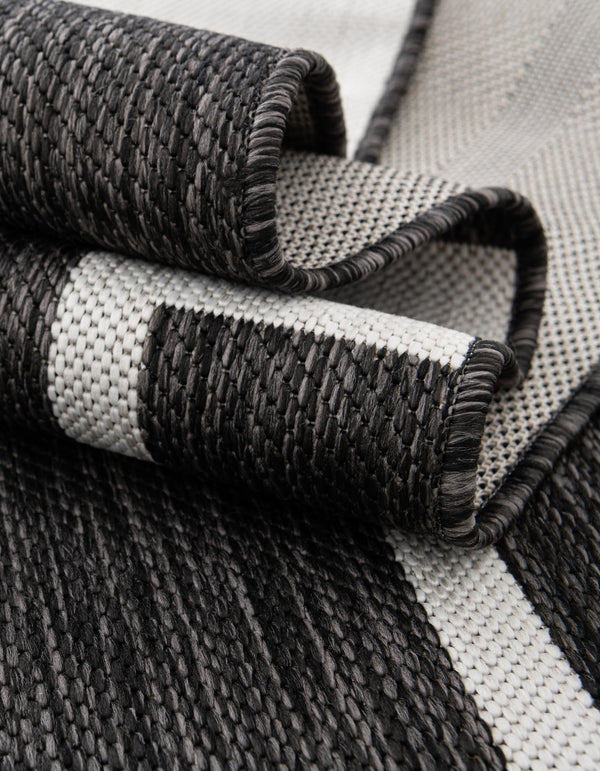 Urban Terrace Collection Area Rug - Parkside Square Black and White lifestyle 11