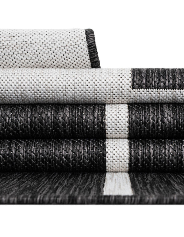 Urban Terrace Collection Area Rug - Parkside Square Black and White lifestyle 12