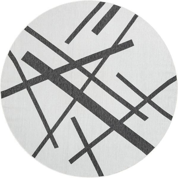 Urban Terrace Collection Area Rug - Bowery Round Black and White lifestyle 9