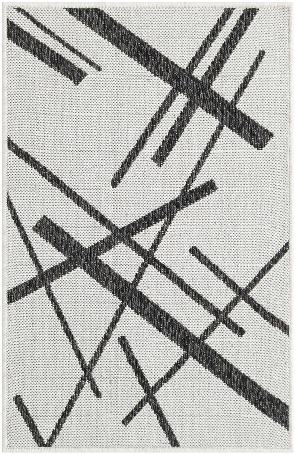 Urban Terrace Collection Area Rug - Bowery Rectangle Black and White lifestyle 2