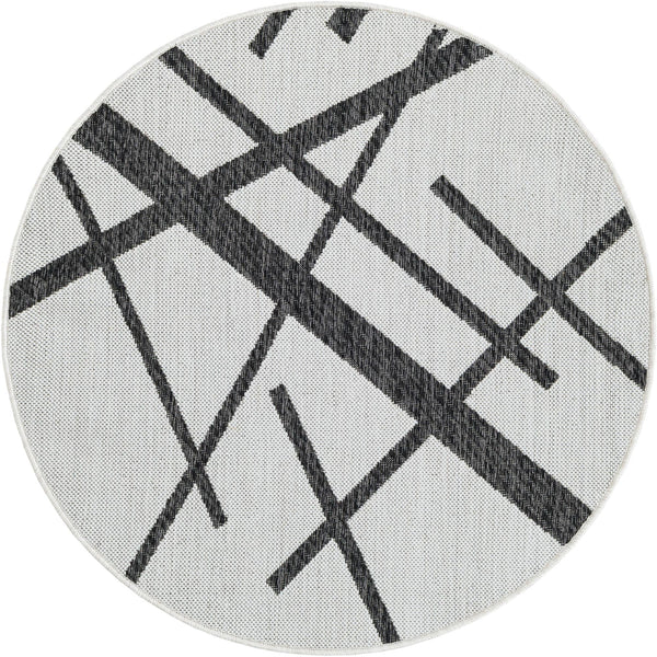 Urban Terrace Collection Area Rug - Bowery Round Black and White Main