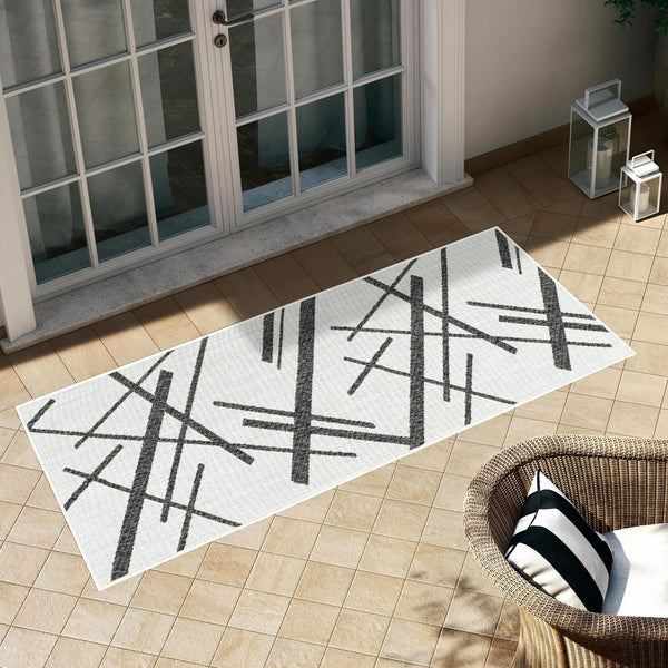 Urban Terrace Collection Area Rug - Bowery Runner Black and White lifestyle 14