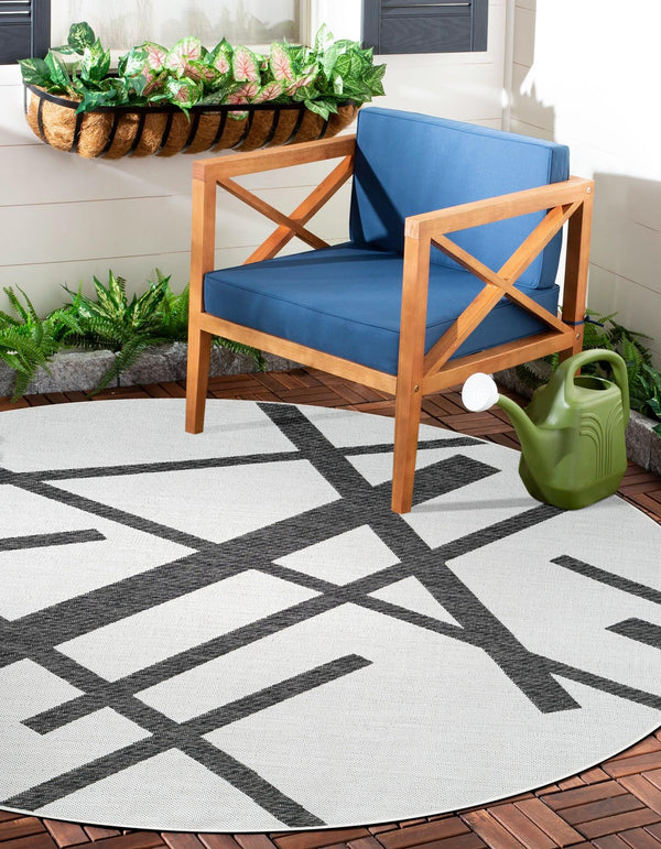 Urban Terrace Collection Area Rug - Bowery Round Black and White lifestyle 2