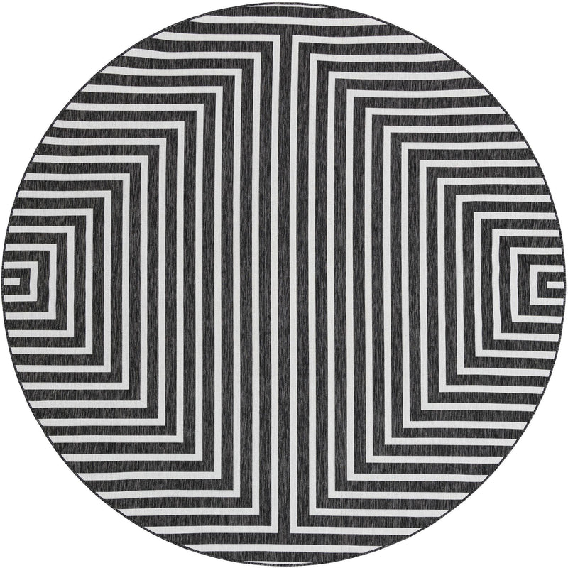 Urban Terrace Collection Area Rug - Astoria (Black and White) Round Black and White Main