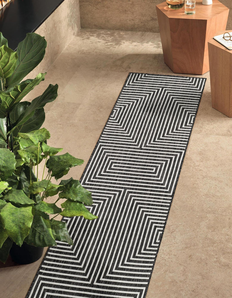Urban Terrace Collection Area Rug - Astoria (Black and White) Runner Black and White lifestyle 0
