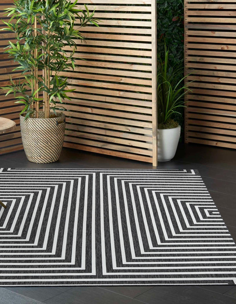 Urban Terrace Collection Area Rug - Astoria (Black and White) Square Black and White lifestyle 0