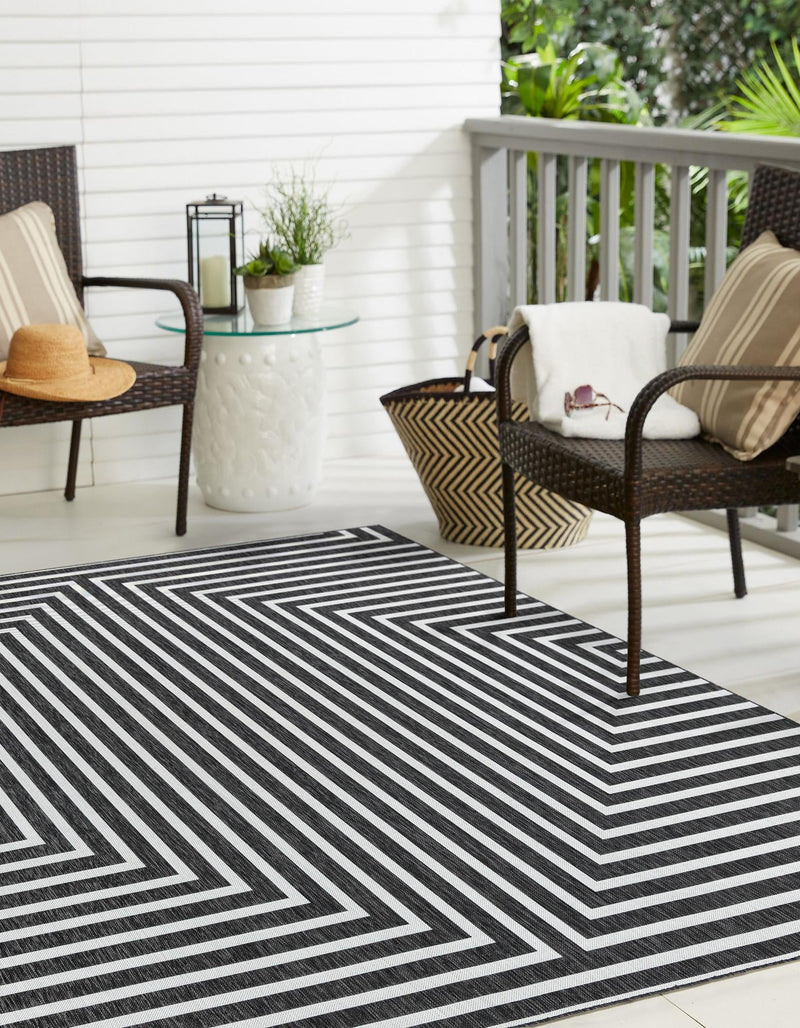 Urban Terrace Collection Area Rug - Astoria (Black and White) Square Black and White lifestyle 2