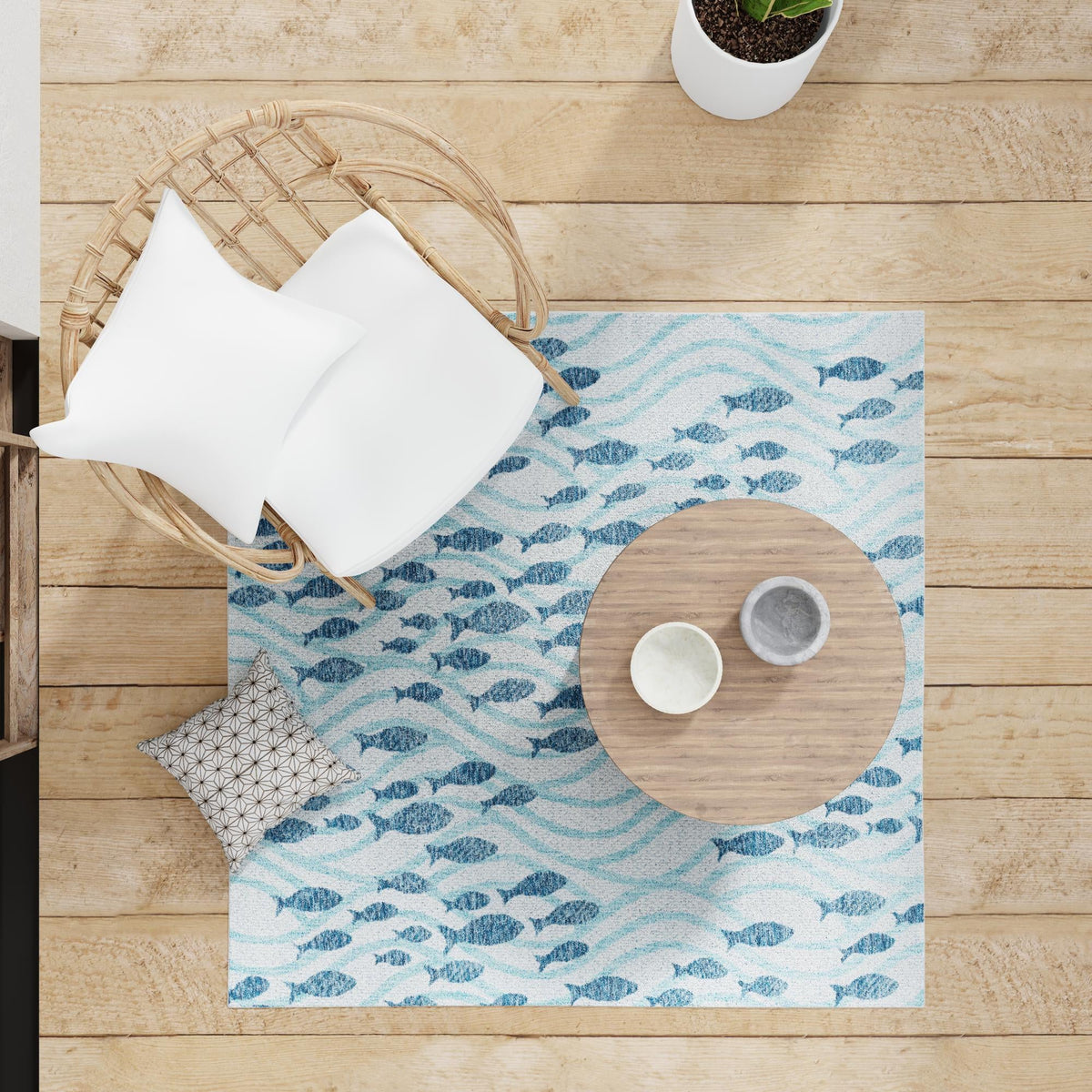 Seaside Haven Rugs Collection Area Rug - Harbor Square Blue lifestyle 25