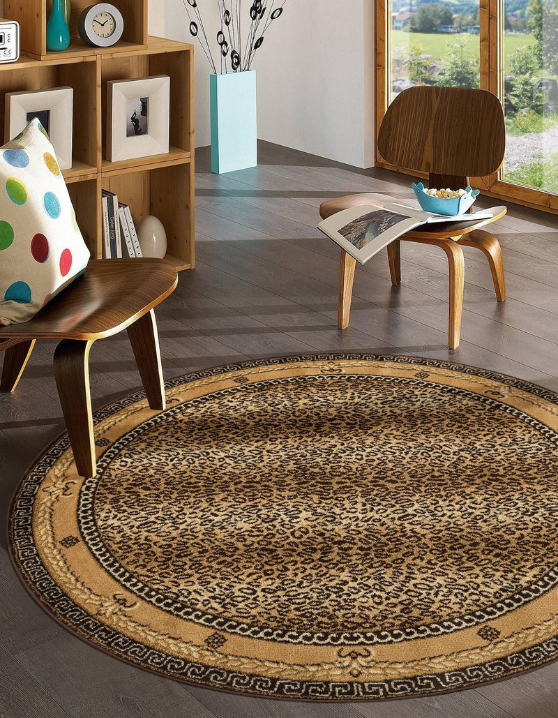 Savannah Sojourn Collection Area Rug - Limpopo Round Brown lifestyle 19