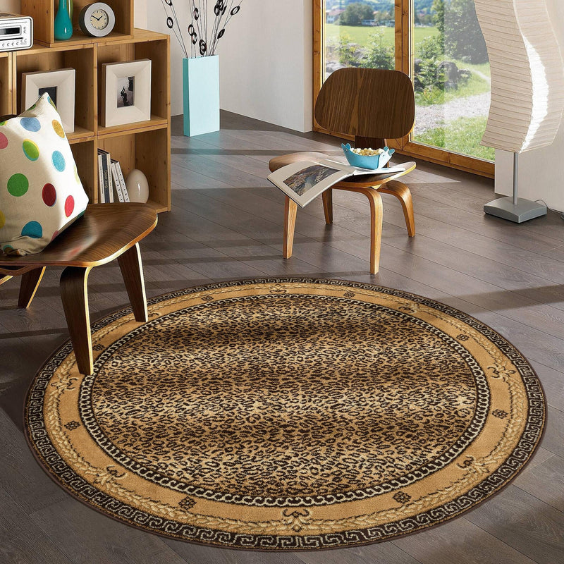 Savannah Sojourn Collection Area Rug - Limpopo Round Brown lifestyle 56