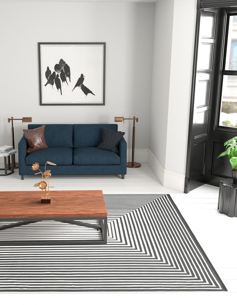 Roma Elegance Collection Area Rug - Pantheon Rectangle Black and White lifestyle 3