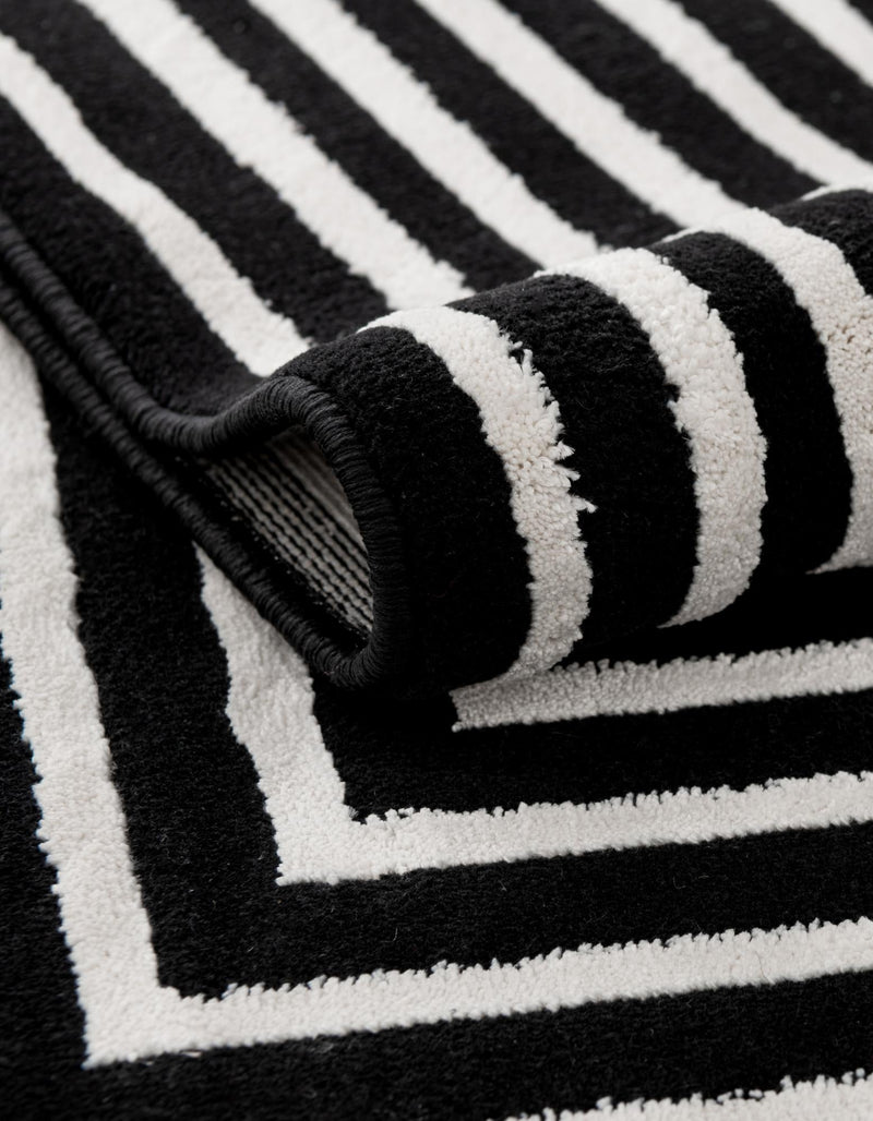 Roma Elegance Collection Area Rug - Pantheon Rectangle Black and White lifestyle 6