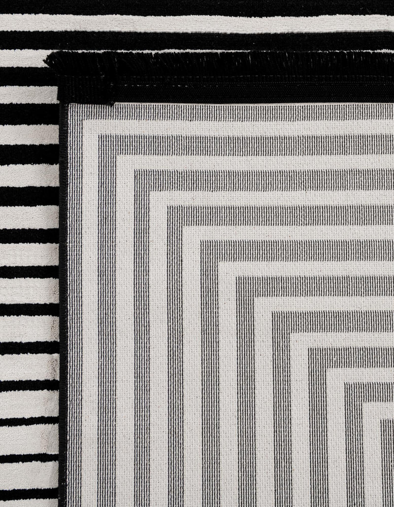 Roma Elegance Collection Area Rug - Pantheon Rectangle Black and White lifestyle 9