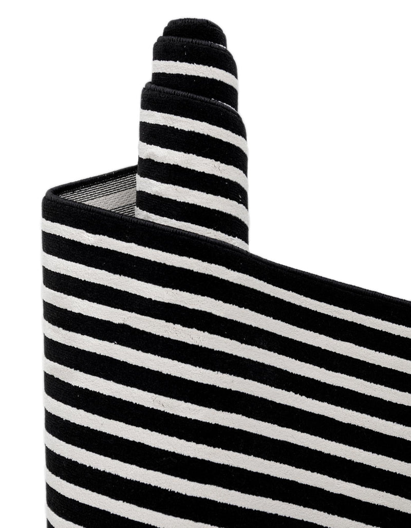 Roma Elegance Collection Area Rug - Pantheon Rectangle Black and White lifestyle 11