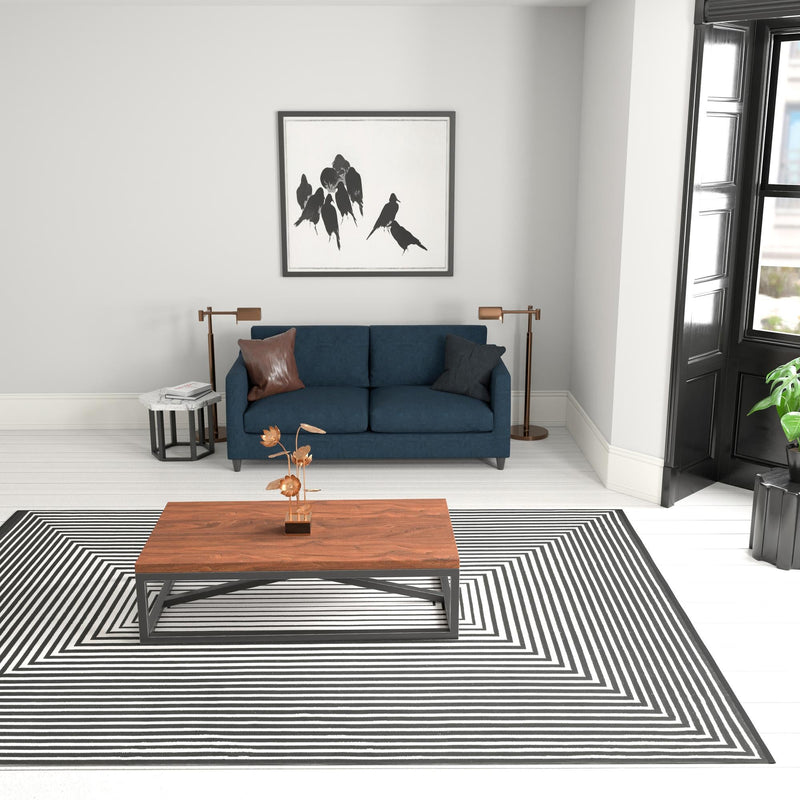 Roma Elegance Collection Area Rug - Pantheon Rectangle Black and White lifestyle 16