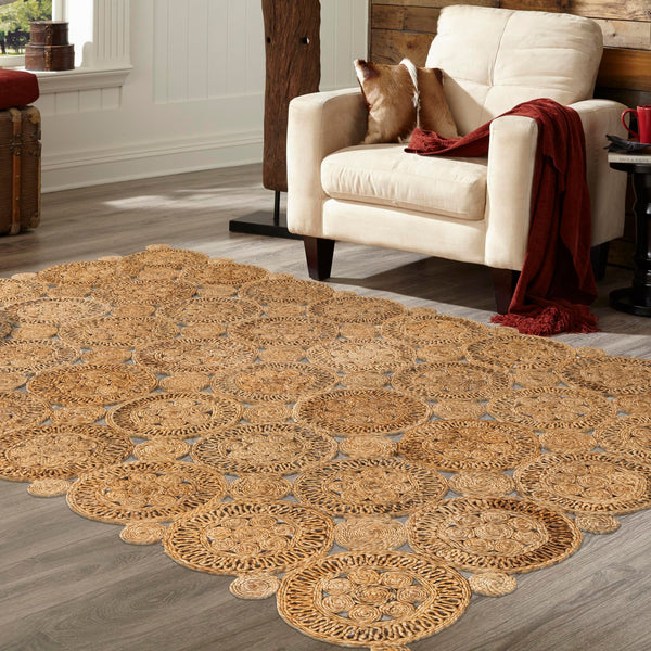 Woven Seaside Jute Collection Area Rug - Whittaker Rectangle Natural lifestyle 14