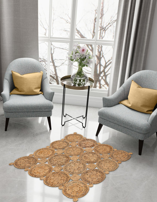 Woven Seaside Jute Collection Area Rug - Whittaker Square Natural lifestyle 17